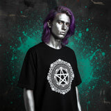 Black Pentagram T w/ White Print