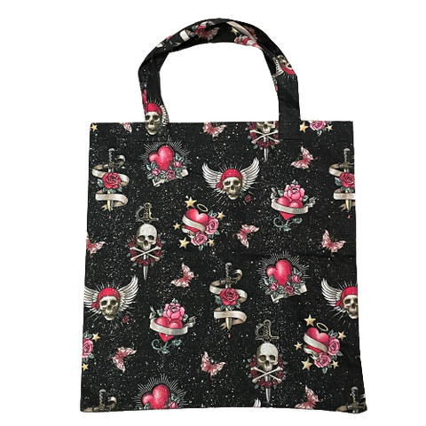 "Glitter Skulls" Handmade Tote Bag